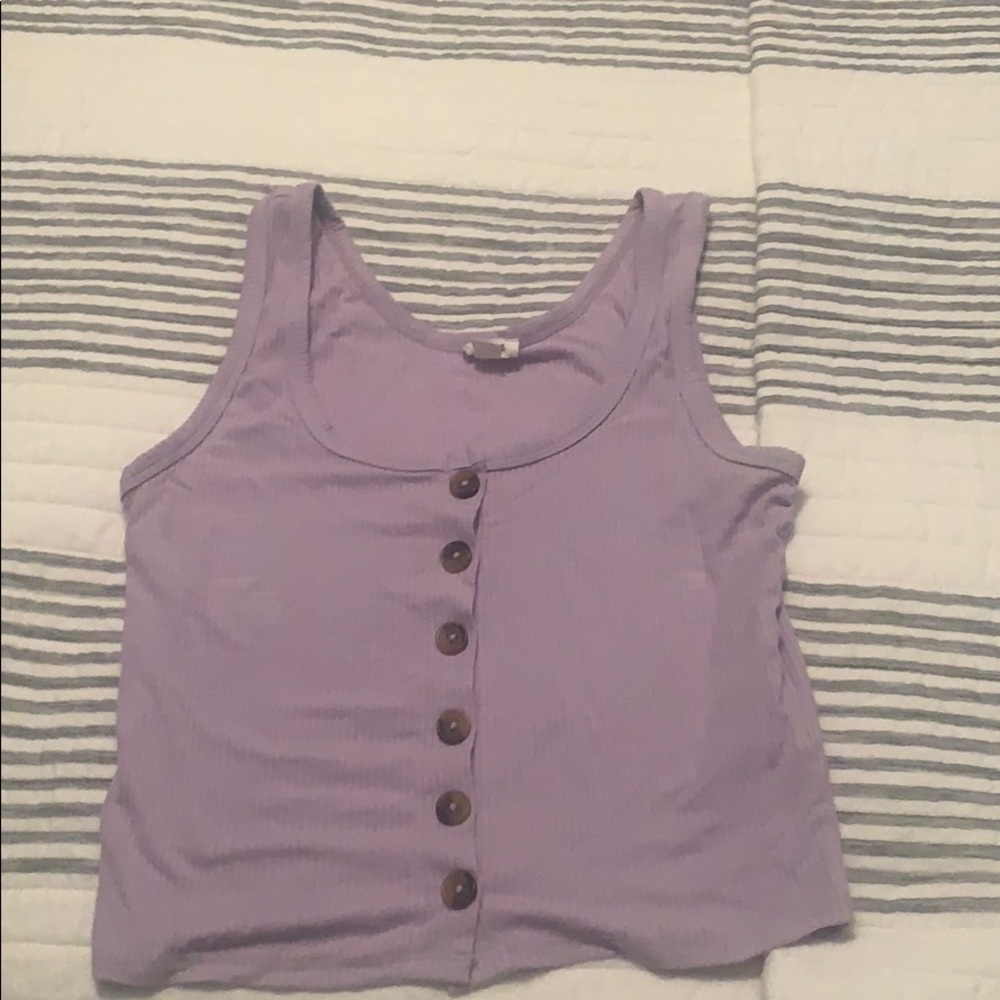 Lilac Buttoned Ribbed Tank